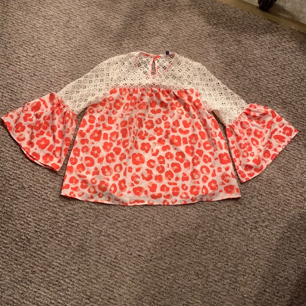 Orange & cream cheetah print top